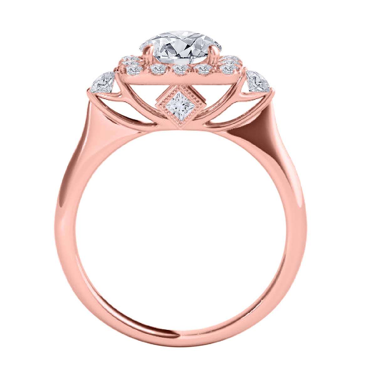 1.00 Carat Halo Natural Diamond Engagement Ring for Women in 14K Rose, White & Yellow Gold Mauli Jewels