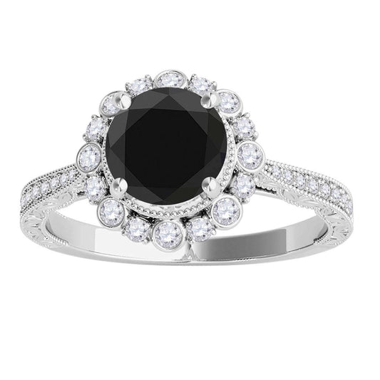 1.25 Carat Black Diamond Wedding Engagement Ring For Women In 10K Rose White & Yellow Gold Mauli Jewels