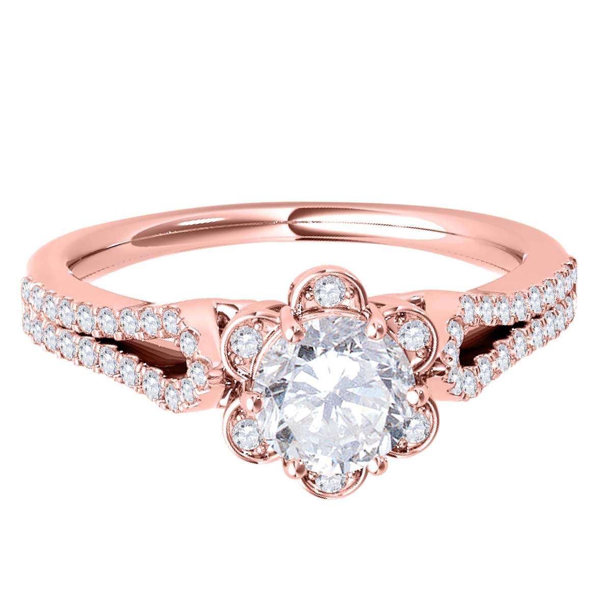 Mauli Jewels 1/2 Carat Wedding Engagement Diamond Ring prong 14K Rose Gold | Mauli Jewels