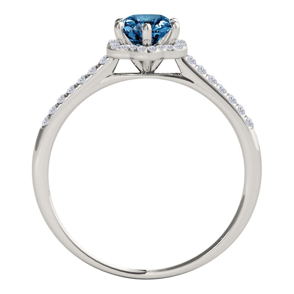10K Rose White & Yellow Gold 0.50 Carat Halo Blue Diamond Engagement Rings For Women Mauli Jewels