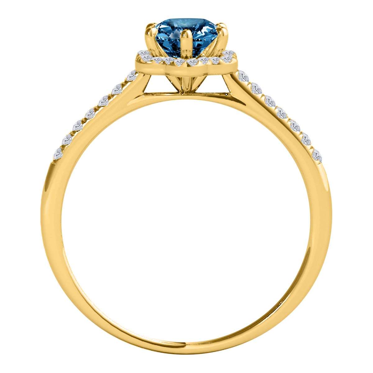 10K Rose White & Yellow Gold 0.50 Carat Halo Blue Diamond Engagement Rings For Women Mauli Jewels