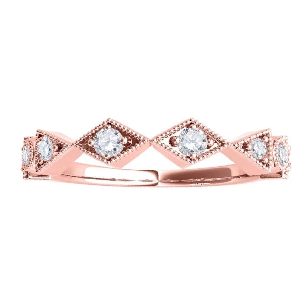 0.15 Carat Solitaire Diamond Prong Set Wedding Band For Women In 14K Yellow Rose & White Gold Mauli Jewels