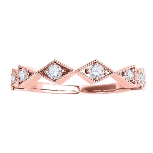 0.15 Carat Solitaire Diamond Prong Set Wedding Band For Women In 14K Yellow Rose & White Gold Mauli Jewels