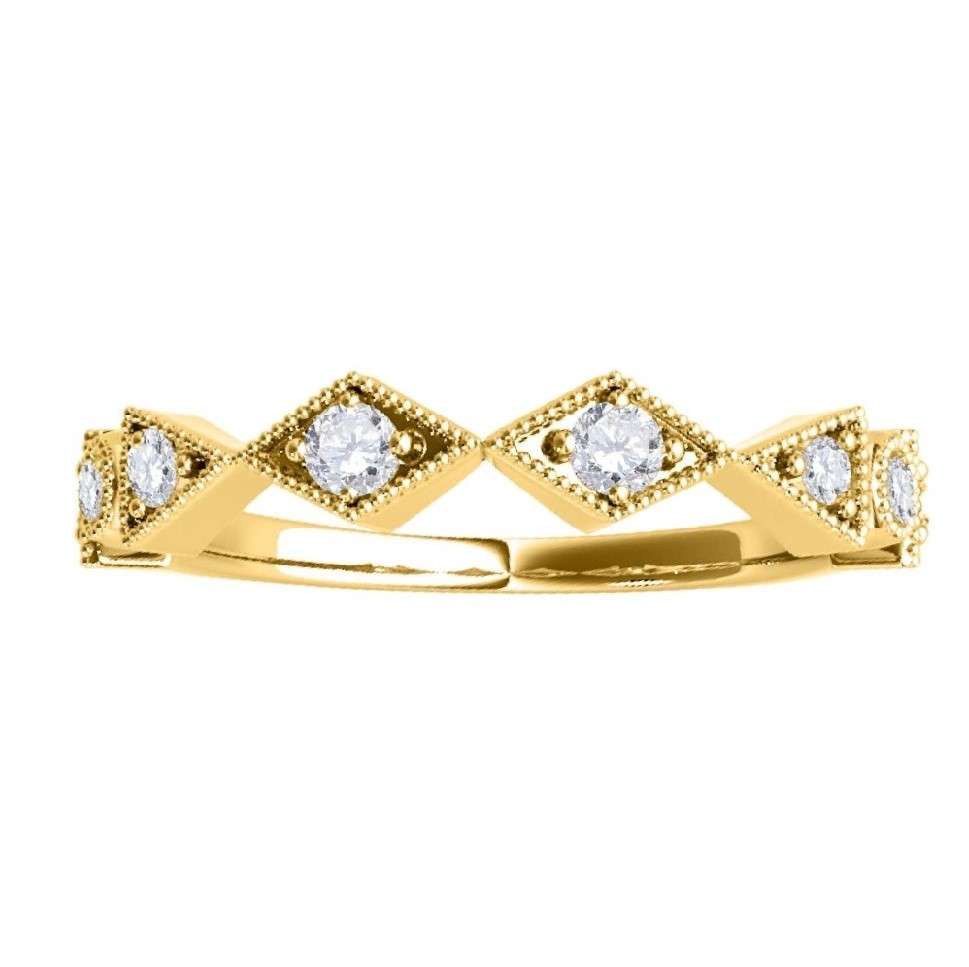 0.15 Carat Solitaire Diamond Prong Set Wedding Band For Women In 14K Yellow Rose & White Gold Mauli Jewels