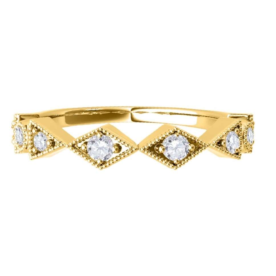 0.15 Carat Solitaire Diamond Prong Set Wedding Band For Women In 14K Yellow Rose & White Gold Mauli Jewels