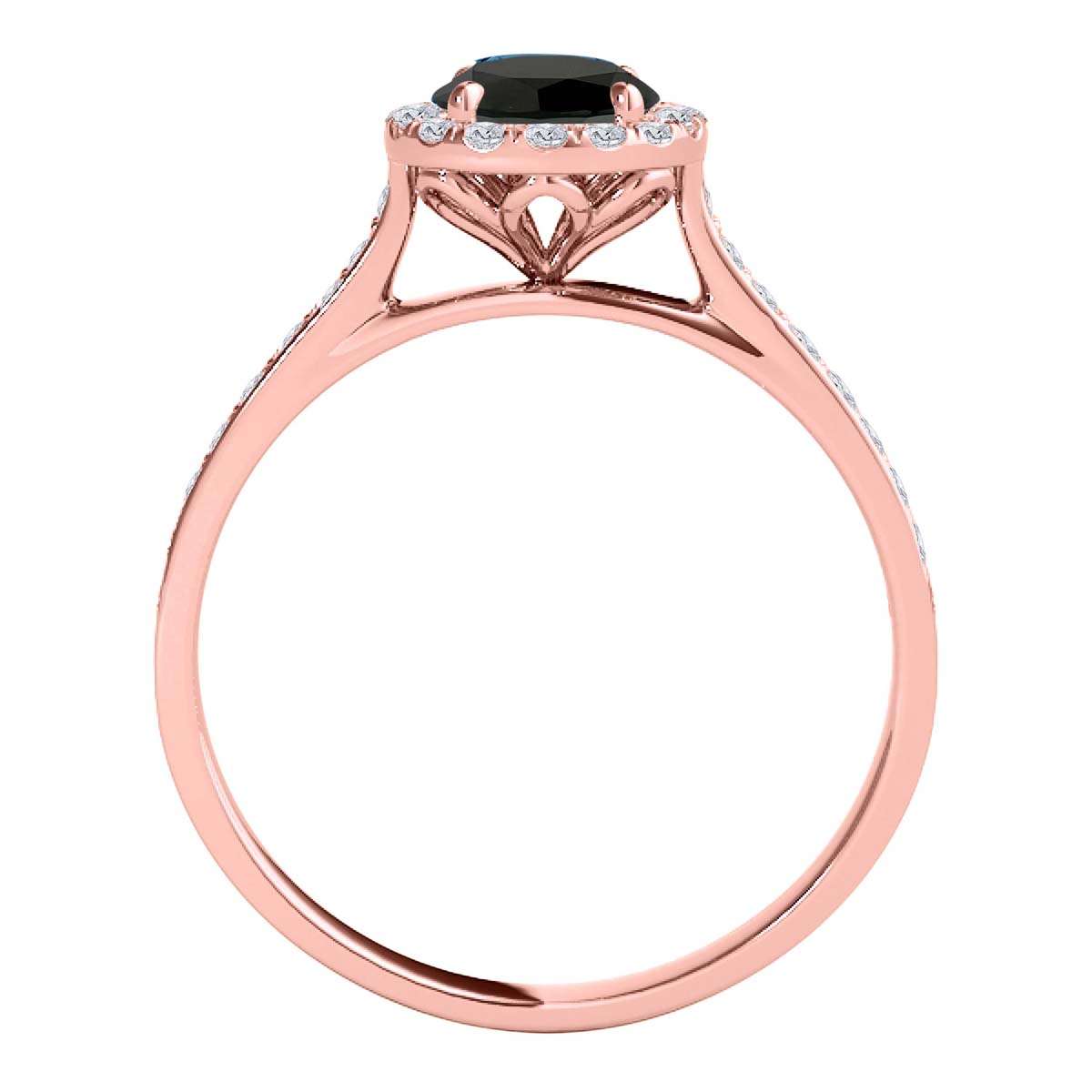 0.75 Carat Black and White Halo Diamond Engagement Wedding Prong Set Ring in 14K Solid Rose, White & Yellow Gold Mauli Jewels