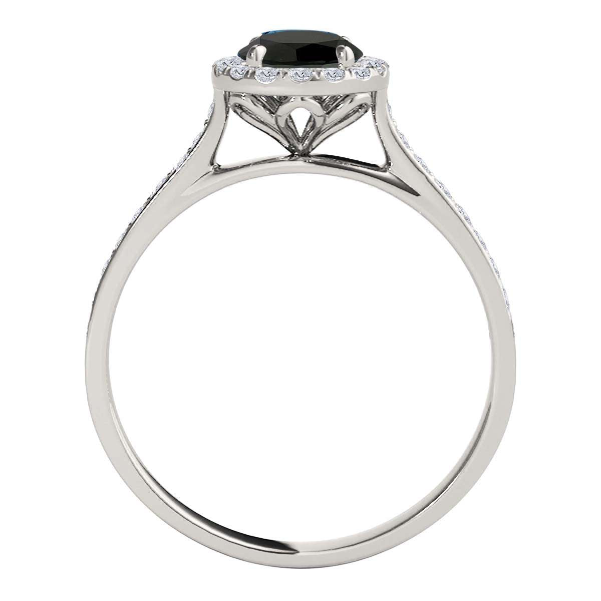 0.75 Carat Black and White Halo Diamond Engagement Wedding Prong Set Ring in 14K Solid Rose, White & Yellow Gold Mauli Jewels