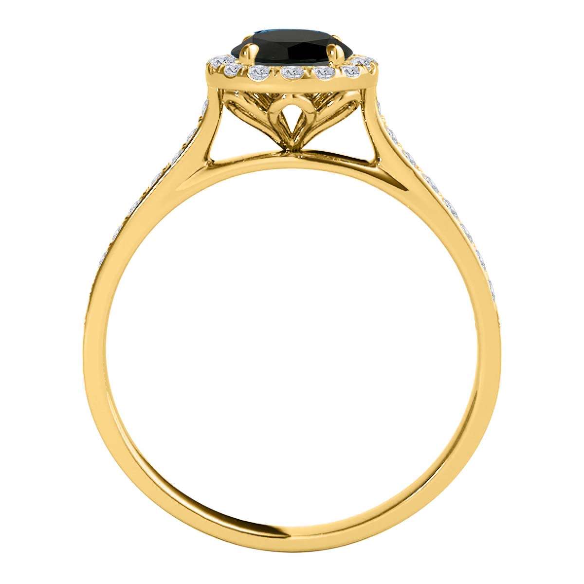 0.75 Carat Black and White Halo Diamond Engagement Wedding Prong Set Ring in 14K Solid Rose, White & Yellow Gold Mauli Jewels