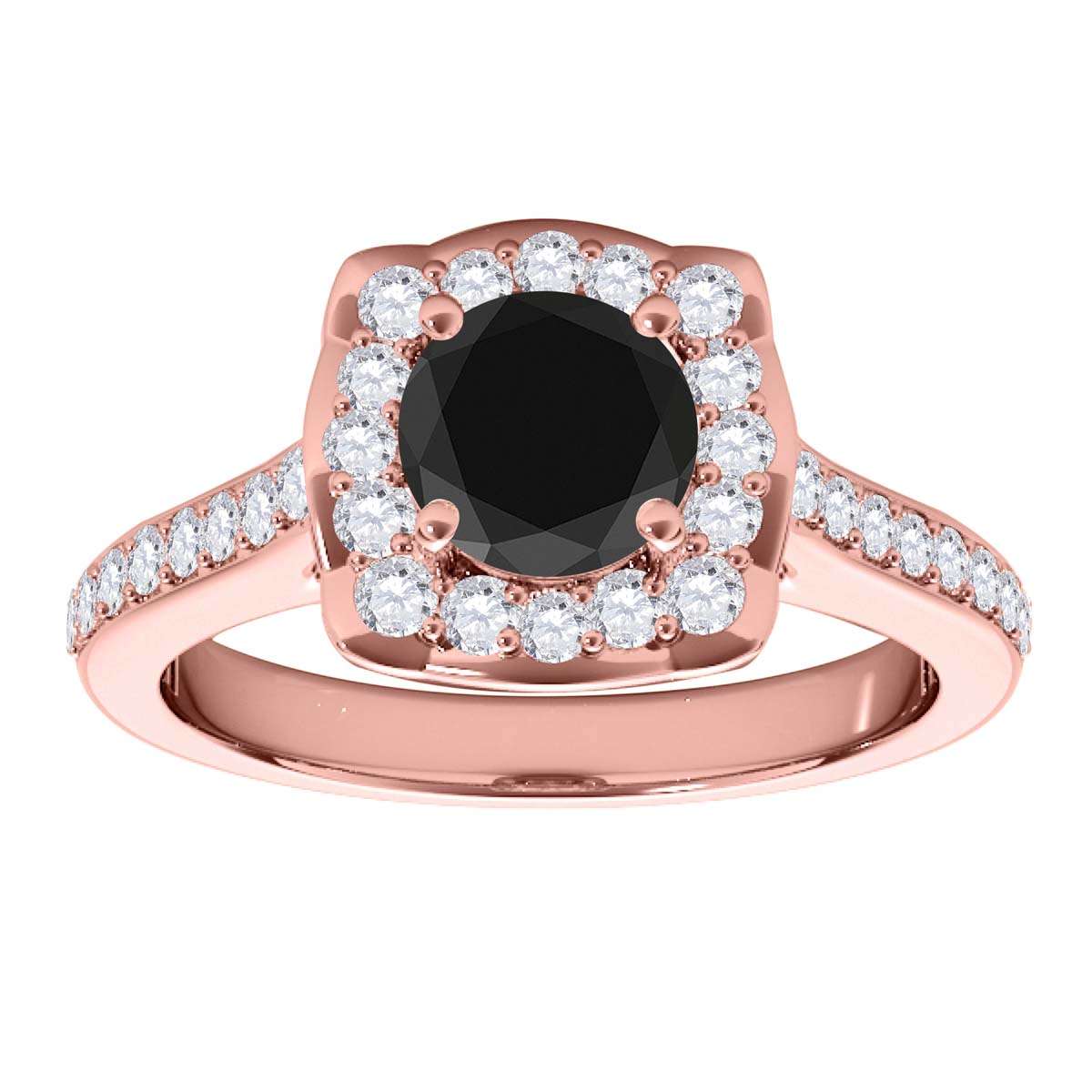 0.75 Carat Black Halo Diamond Engagement Wedding Ring for Women in 14K Solid Rose, White, and Yellow Gold Mauli Jewels