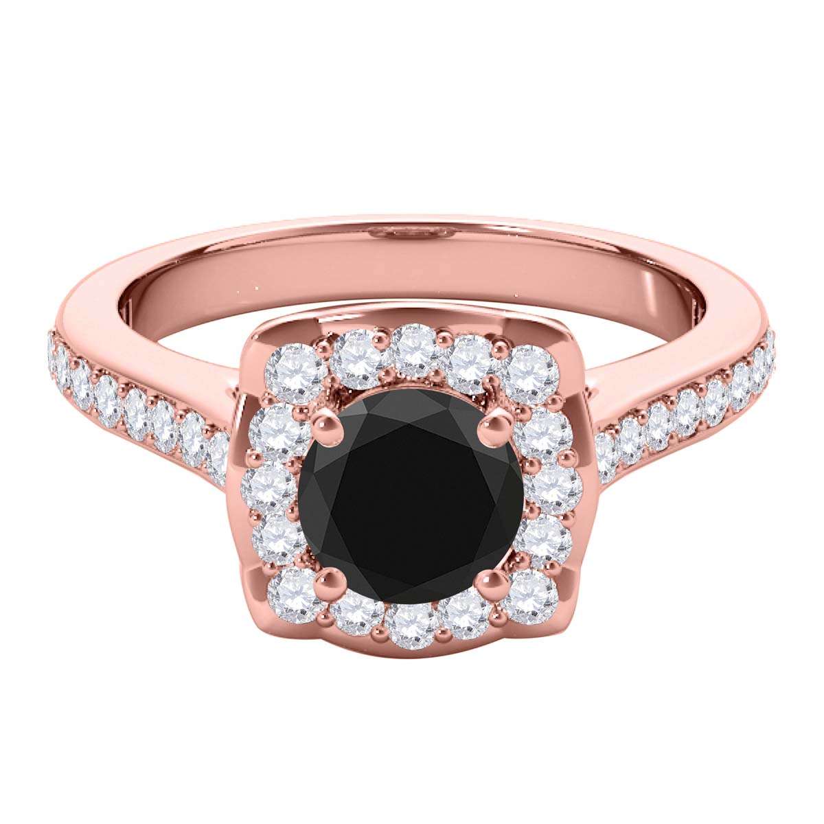 0.75 Carat Black Halo Diamond Engagement Wedding Ring for Women in 14K Solid Rose, White, and Yellow Gold Mauli Jewels