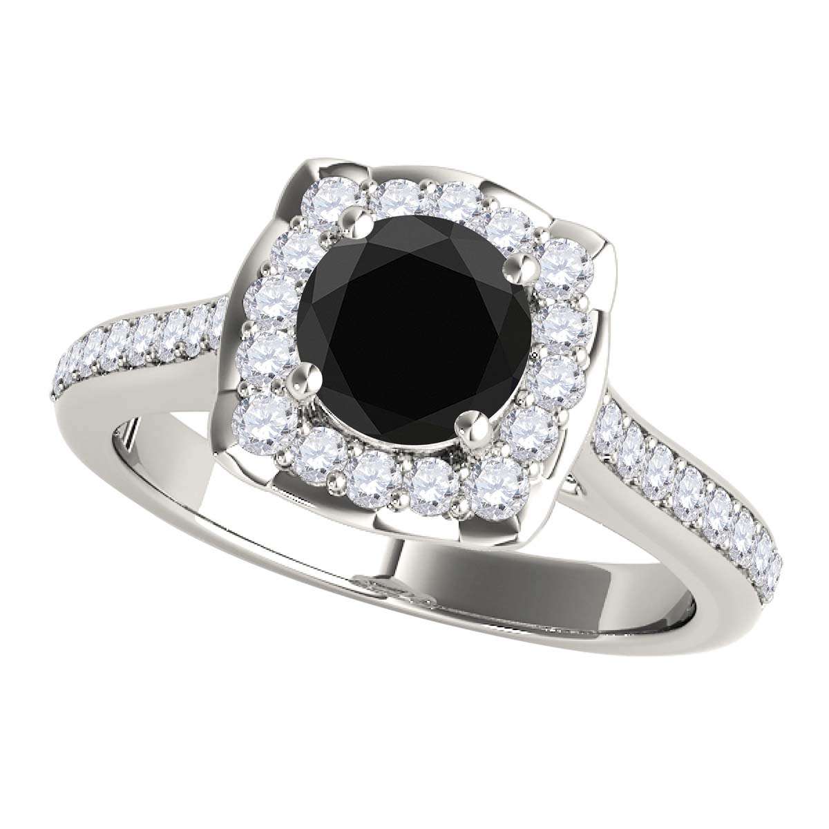 0.75 Carat Black Halo Diamond Engagement Wedding Ring for Women in 14K Solid Rose, White, and Yellow Gold Mauli Jewels