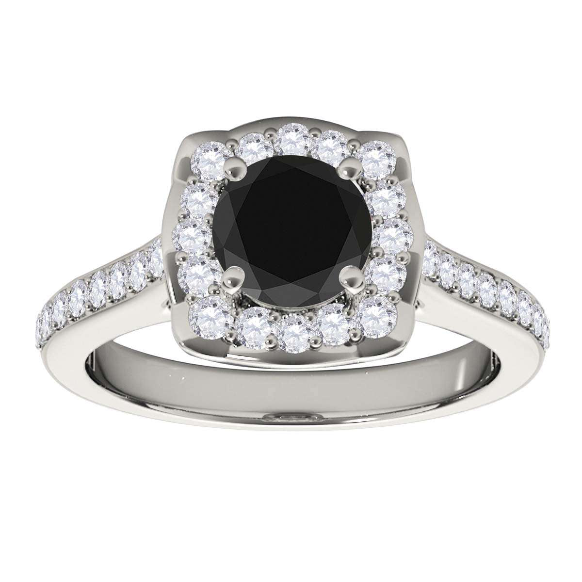 0.75 Carat Black Halo Diamond Engagement Wedding Ring for Women in 14K Solid Rose, White, and Yellow Gold Mauli Jewels