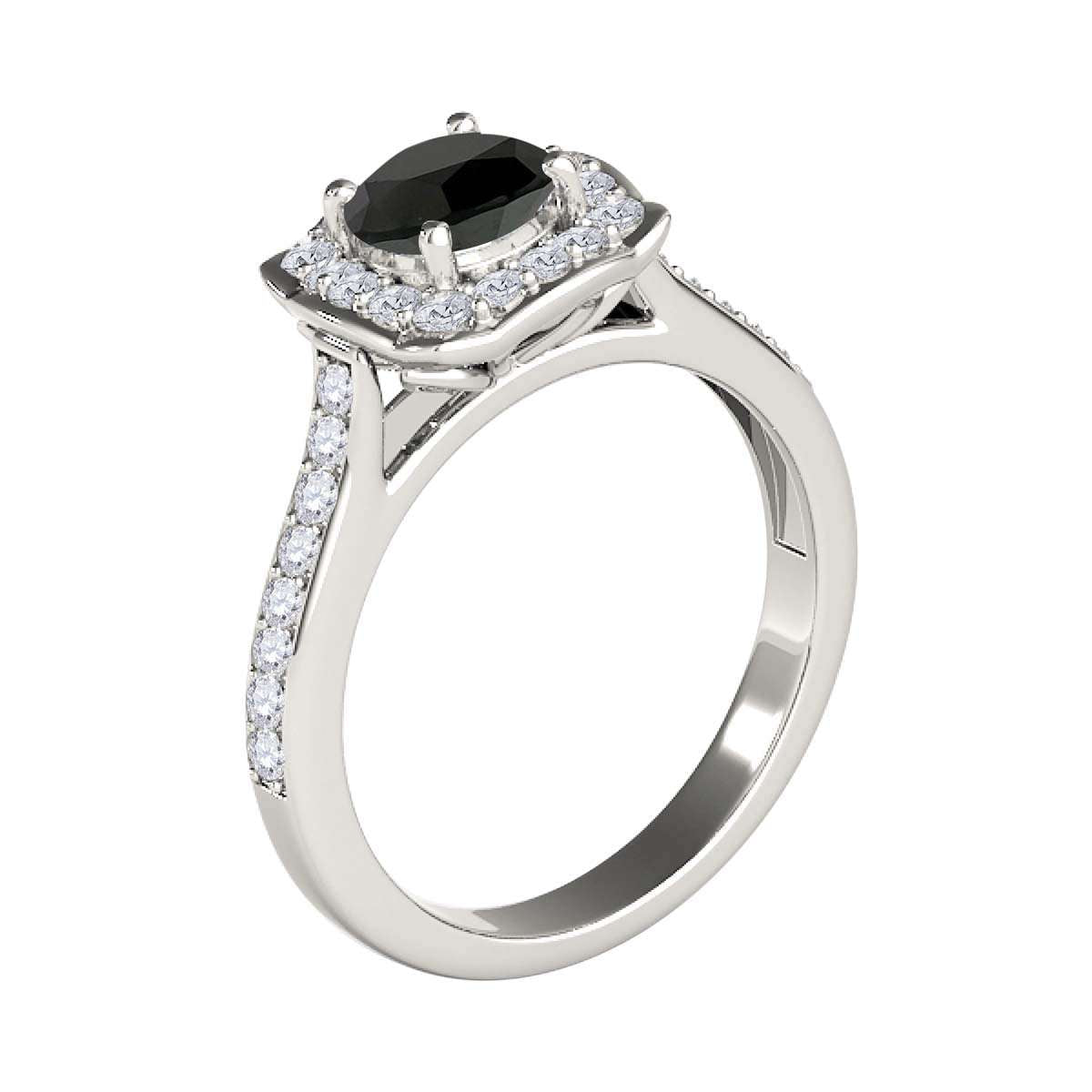 0.75 Carat Black Halo Diamond Engagement Wedding Ring for Women in 14K Solid Rose, White, and Yellow Gold Mauli Jewels