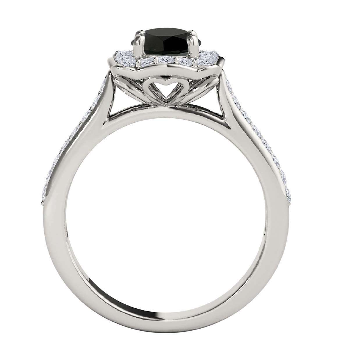 0.75 Carat Black Halo Diamond Engagement Wedding Ring for Women in 14K Solid Rose, White, and Yellow Gold Mauli Jewels