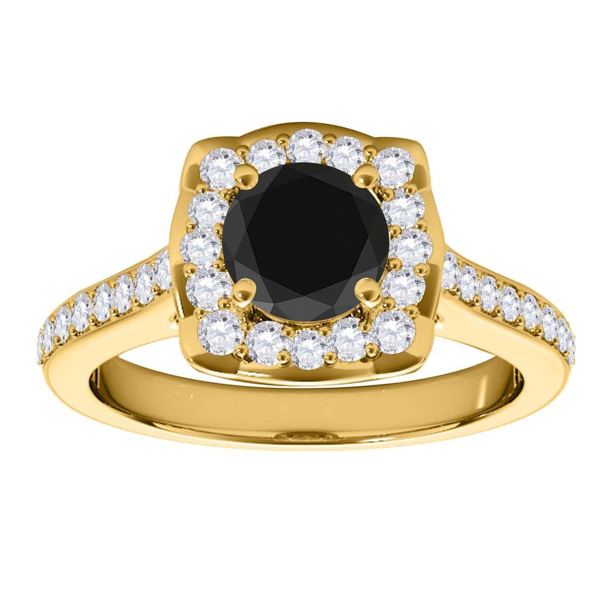 0.75 Carat Black Halo Diamond Engagement Wedding Ring for Women in 14K Solid Rose, White, and Yellow Gold Mauli Jewels