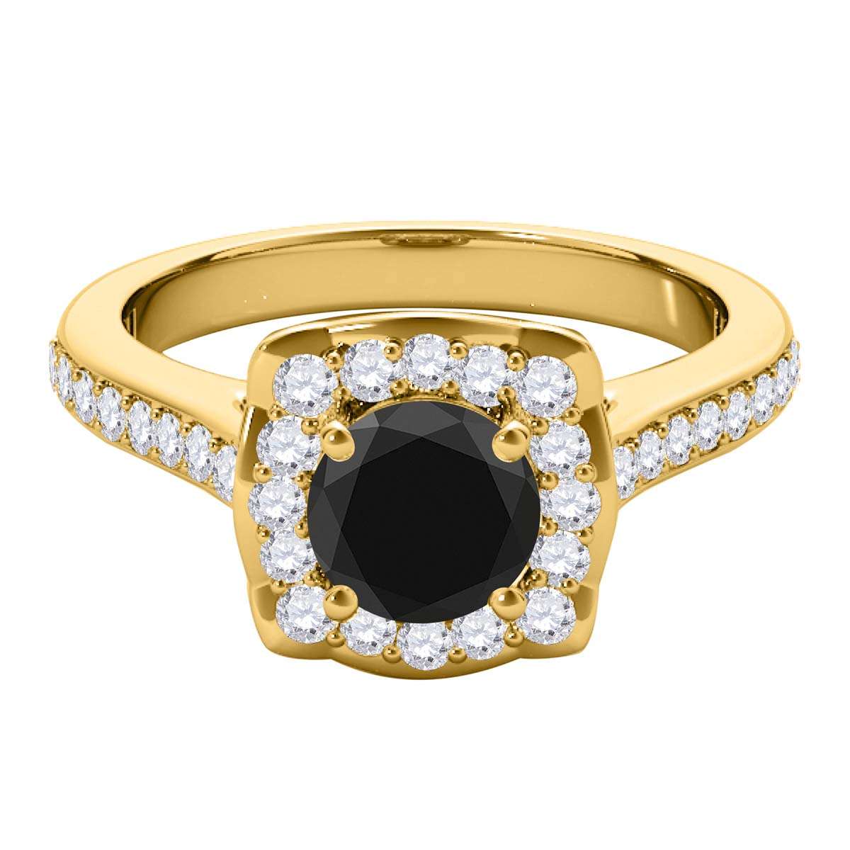 0.75 Carat Black Halo Diamond Engagement Wedding Ring for Women in 14K Solid Rose, White, and Yellow Gold Mauli Jewels