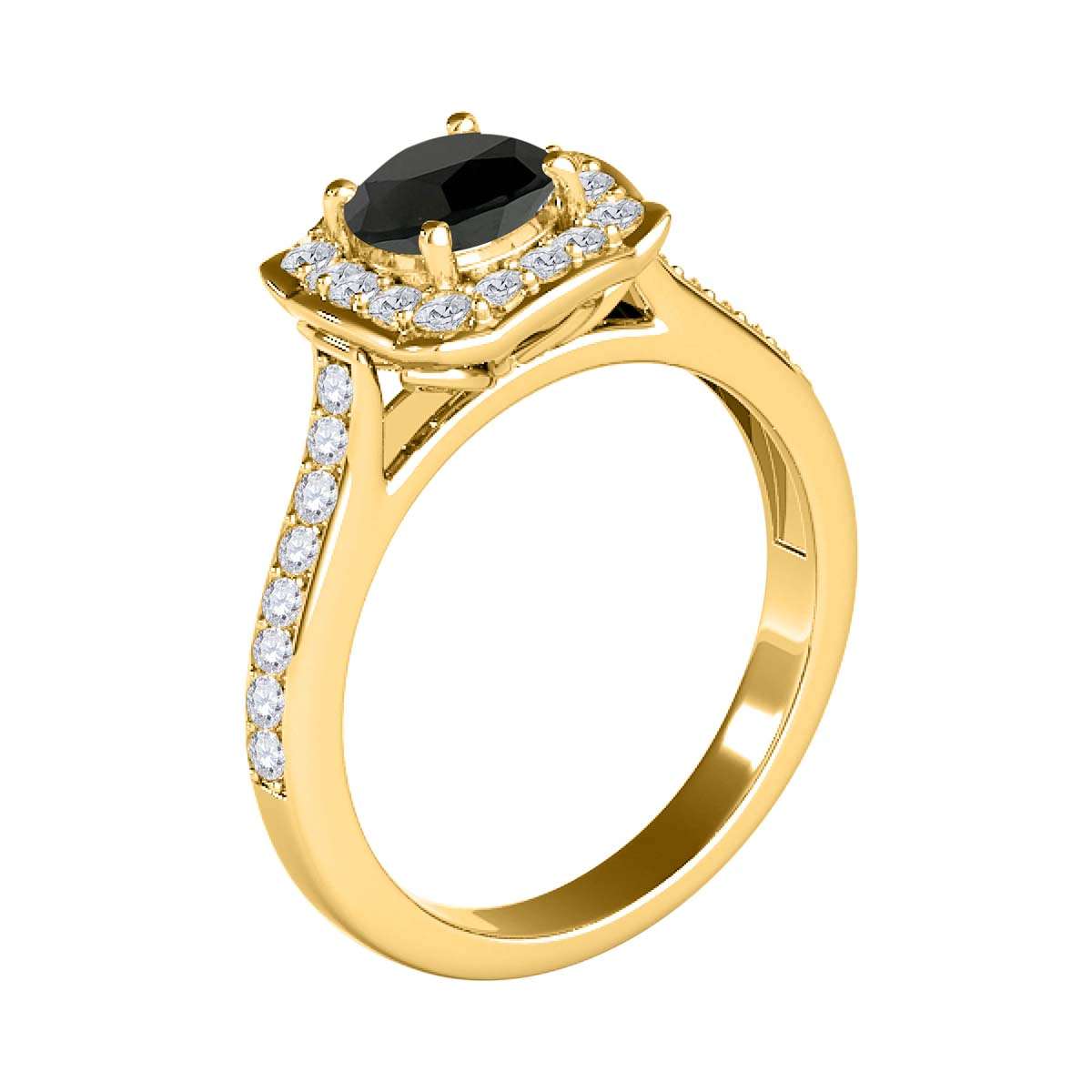 0.75 Carat Black Halo Diamond Engagement Wedding Ring for Women in 14K Solid Rose, White, and Yellow Gold Mauli Jewels