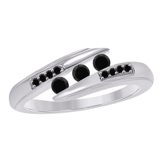 0.25 Carat Black Diamond Channel Set Wedding Band for Women in 14K Yellow, Rose & White Gold Mauli Jewels