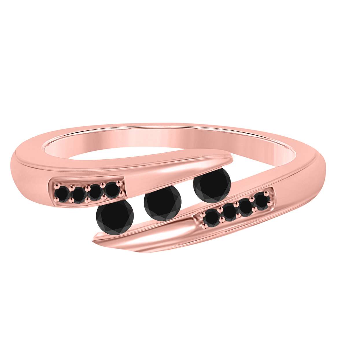 0.25 Carat Black Diamond Channel Set Wedding Band for Women in 14K Yellow, Rose & White Gold Mauli Jewels