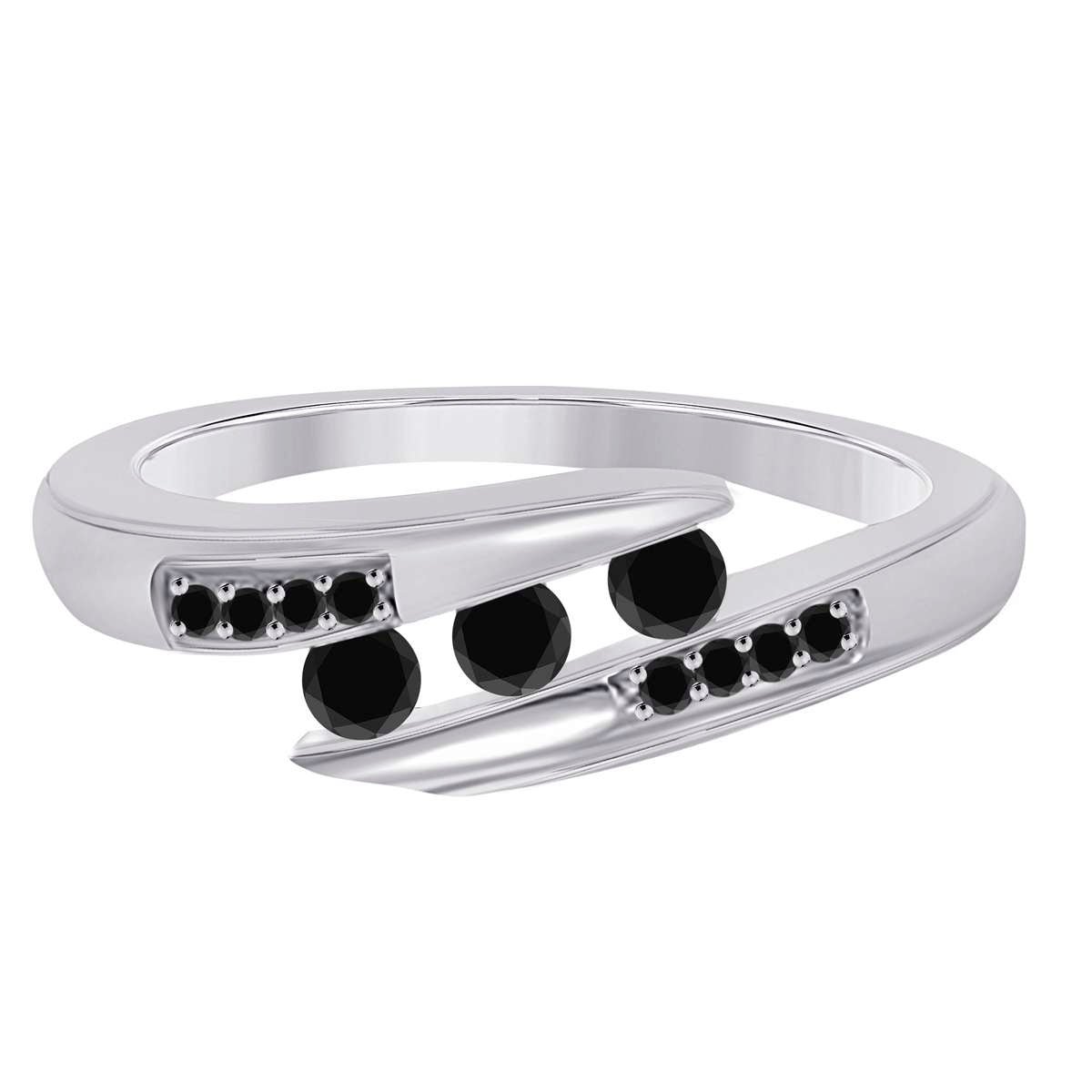 0.25 Carat Black Diamond Channel Set Wedding Band for Women in 14K Yellow, Rose & White Gold Mauli Jewels
