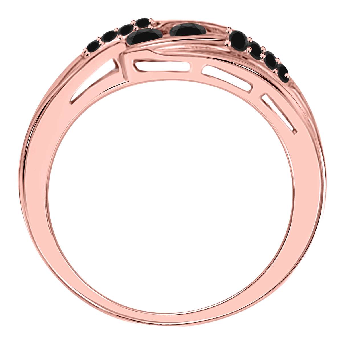 0.25 Carat Black Diamond Channel Set Wedding Band for Women in 14K Yellow, Rose & White Gold Mauli Jewels