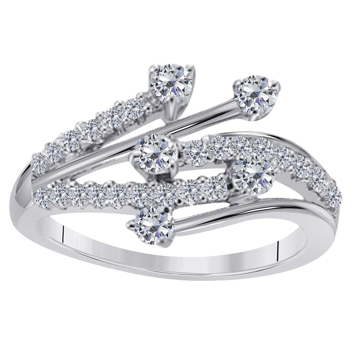 0.55 Carat Natural White Diamond Engagement Wedding Band In 14K Rose White & Yellow Gold Mauli Jewels
