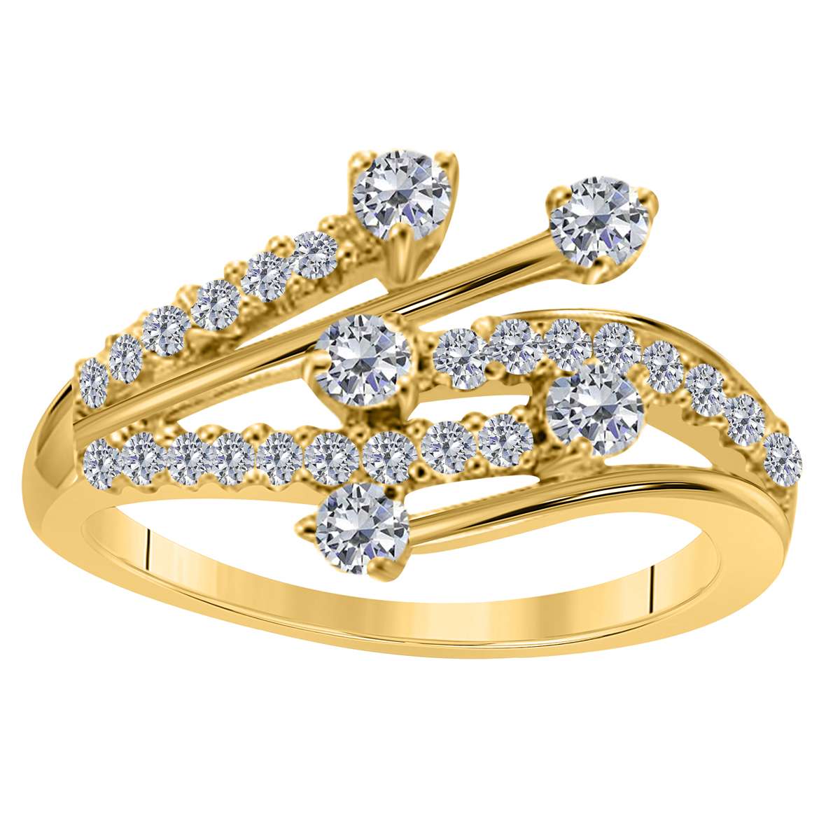 0.55 Carat Natural White Diamond Engagement Wedding Band In 14K Rose White & Yellow Gold Mauli Jewels