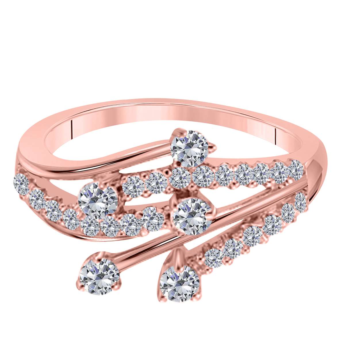 0.55 Carat Natural White Diamond Engagement Wedding Band In 14K Rose White & Yellow Gold Mauli Jewels