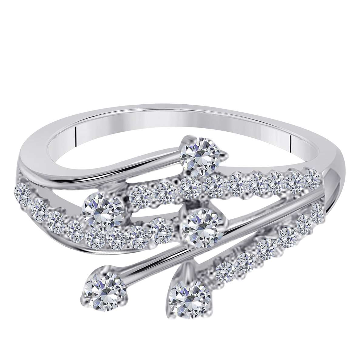 0.55 Carat Natural White Diamond Engagement Wedding Band In 14K Rose White & Yellow Gold Mauli Jewels