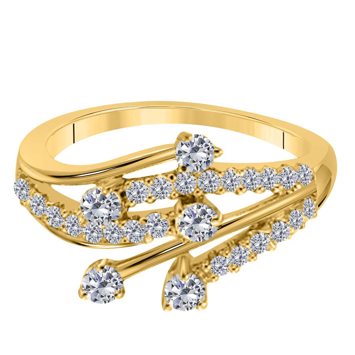 0.55 Carat Natural White Diamond Engagement Wedding Band In 14K Rose White & Yellow Gold Mauli Jewels
