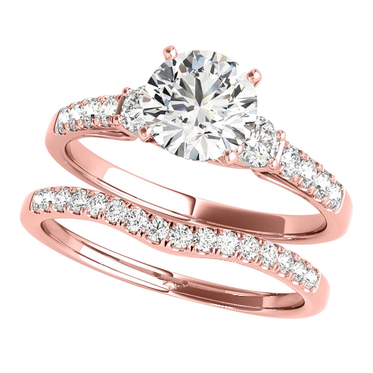 1.25 Carat Natural Diamond Bridal Set Engagement Wedding Rings for Women in 14K Rose, White & Yellow Gold Mauli Jewels