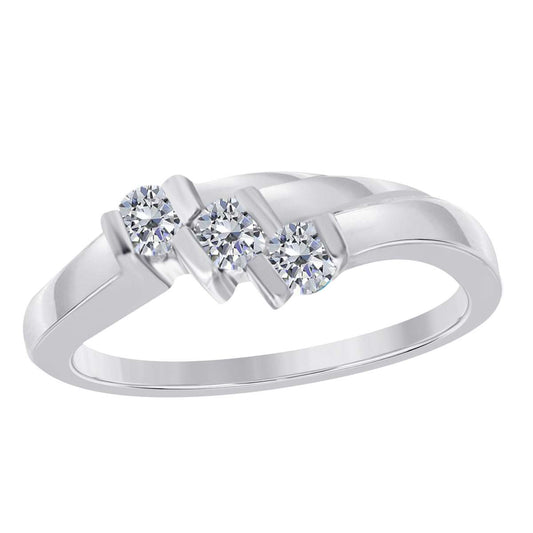 0.20 Carat Diamond Channel Set 3 Stone Wedding Ring In 10K Yellow White & Rose Gold Mauli Jewels