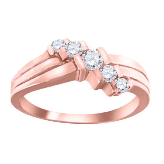 0.25 Carat Diamond Channel Set Wedding Band For Women In 10K Yellow Rose & White Gold Mauli Jewels