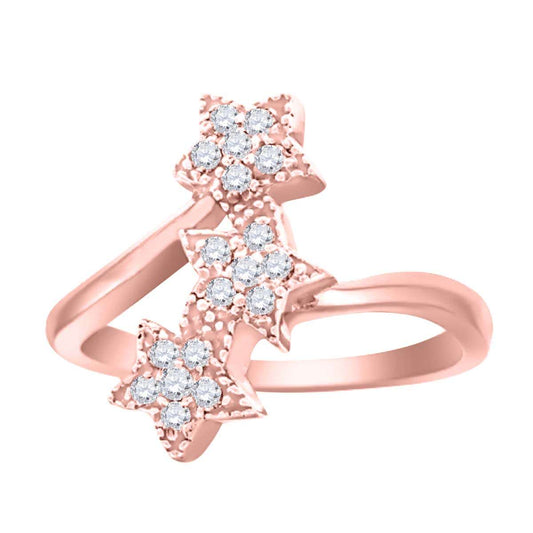 0.25 Carat Star Sparkly Diamond Prong Set Wedding Ring in 10K Yellow, Rose & White Gold Mauli Jewels