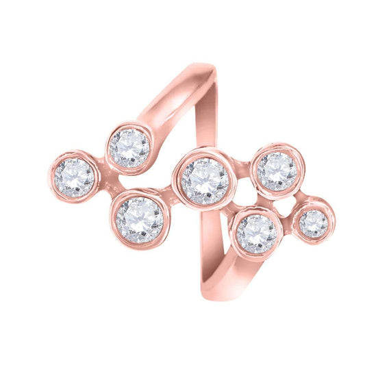 0.75 Carat Natural Diamond Bezel Set Engagement Wedding Ring In 10K Rose White & Yellow Gold Mauli Jewels