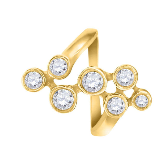 0.75 Carat  Natural Diamond Bezel Set Engagement Wedding Ring In 10K Rose White & Yellow Gold Mauli Jewels
