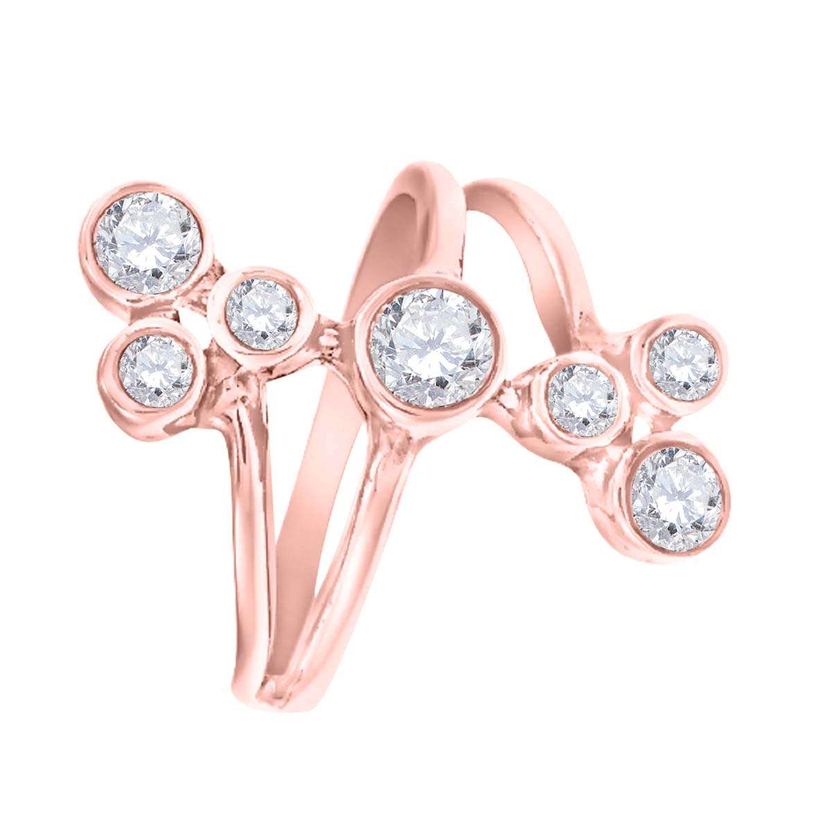 0.75 Carat Natural Diamond Bezel Set Engagement Wedding Ring In 10K Rose White & Yellow Gold Mauli Jewels