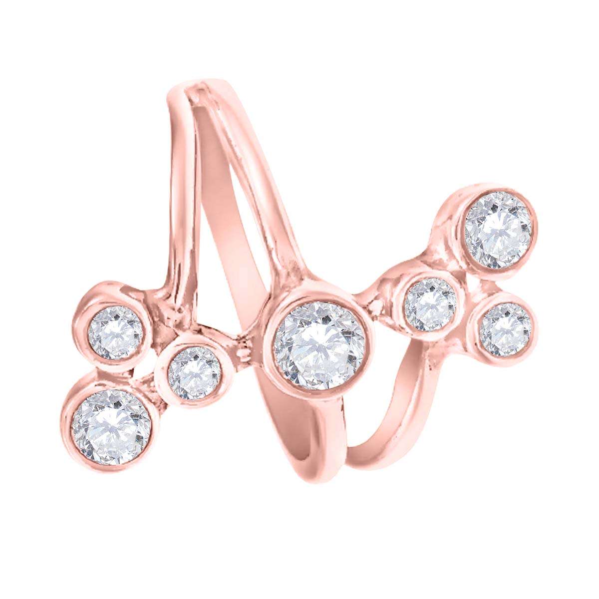 0.75 Carat Natural Diamond Bezel Set Engagement Wedding Ring In 10K Rose White & Yellow Gold Mauli Jewels
