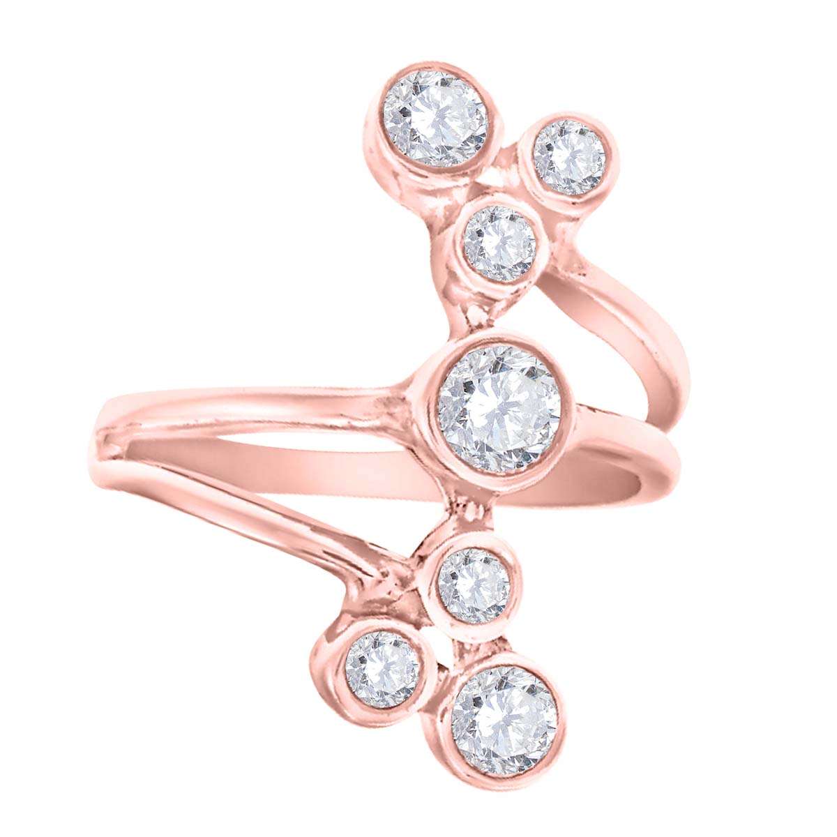 0.75 Carat Natural Diamond Bezel Set Engagement Wedding Ring In 10K Rose White & Yellow Gold Mauli Jewels