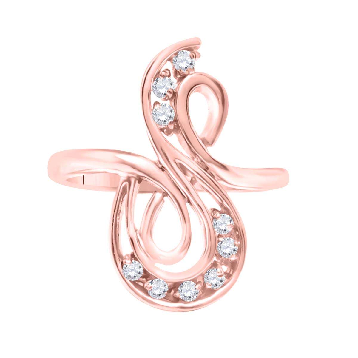 0.10 Carat Natural Diamond Prong Set Engagement Wedding Ring in 10K Rose, White & Yellow Gold Mauli Jewels
