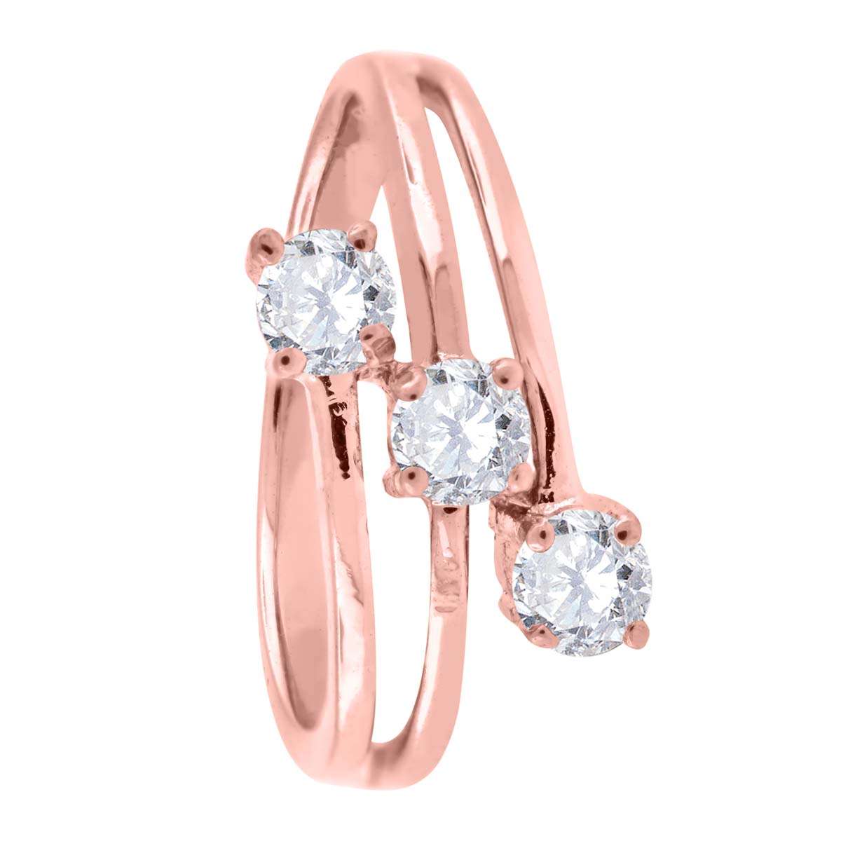 0.50 Carat Natural Diamond Prong Set Three Stone Engagement Wedding Rings In 10K Rose White & Yellow Gold Mauli Jewels