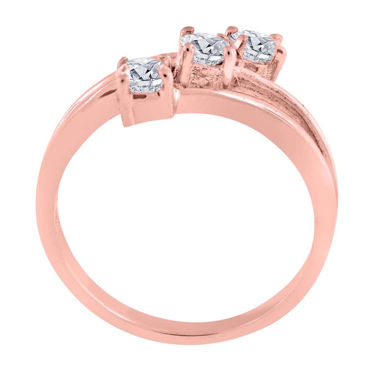 0.50 Carat Natural Diamond Prong Set Three Stone Engagement Wedding Rings In 10K Rose White & Yellow Gold Mauli Jewels