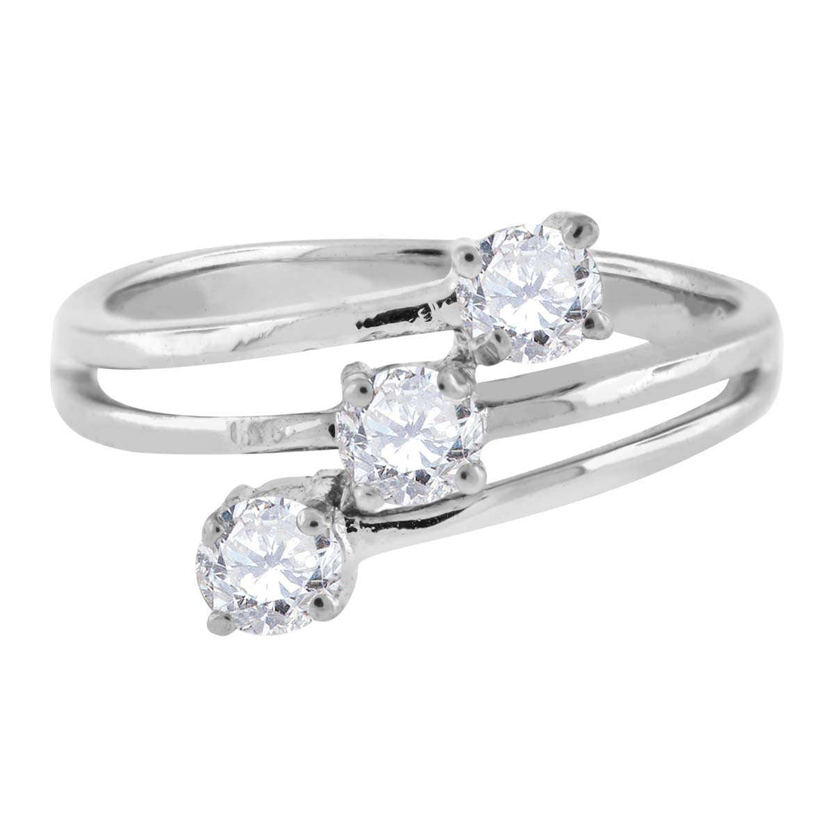 0.50 Carat Natural Diamond Prong Set Three Stone Engagement Wedding Rings In 10K Rose White & Yellow Gold Mauli Jewels