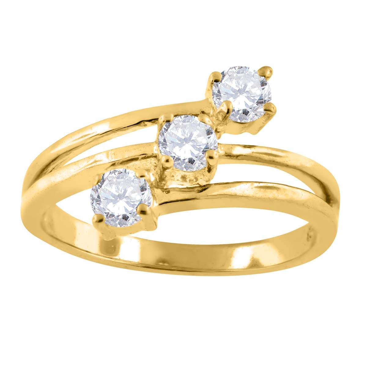 0.50 Carat Natural Diamond Prong Set Three Stone Engagement Wedding Rings In 10K Rose White & Yellow Gold Mauli Jewels