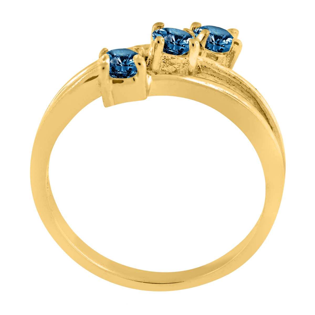 0.50 Carat Blue Three Stone Prong Set Diamond Engagement Rings In 10K Rose White & Yellow Gold Mauli Jewels