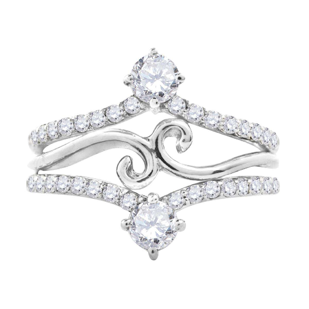 0.75 Carat Natural Diamond Two Stone Wedding Engagement Band for Women in 10K Rose, White, & Yellow Gold Mauli Jewels
