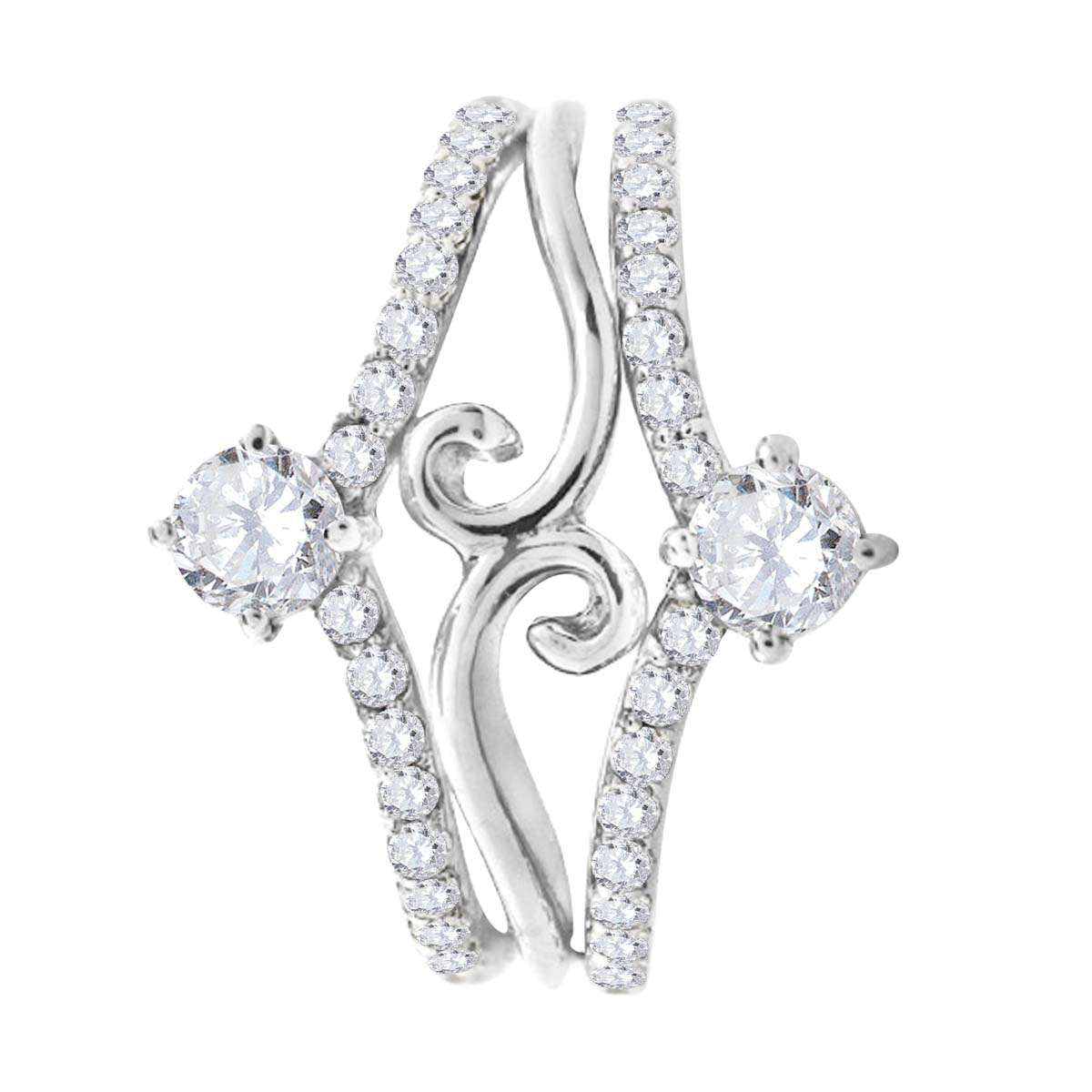 0.75 Carat Natural Diamond Two Stone Wedding Engagement Band for Women in 10K Rose, White, & Yellow Gold Mauli Jewels