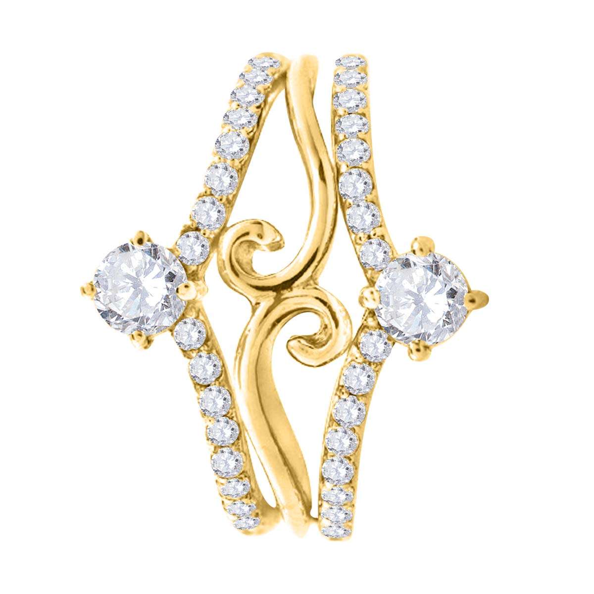 0.75 Carat Natural Diamond Two Stone Wedding Engagement Band for Women in 10K Rose, White, & Yellow Gold Mauli Jewels