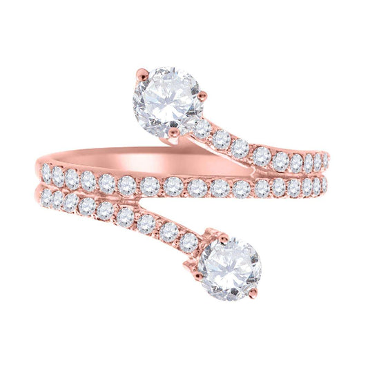 0.65 Carat Diamond Two-Stone Wedding Engagement Band in 14K Solid Rose, White, or Yellow Gold Mauli Jewels
