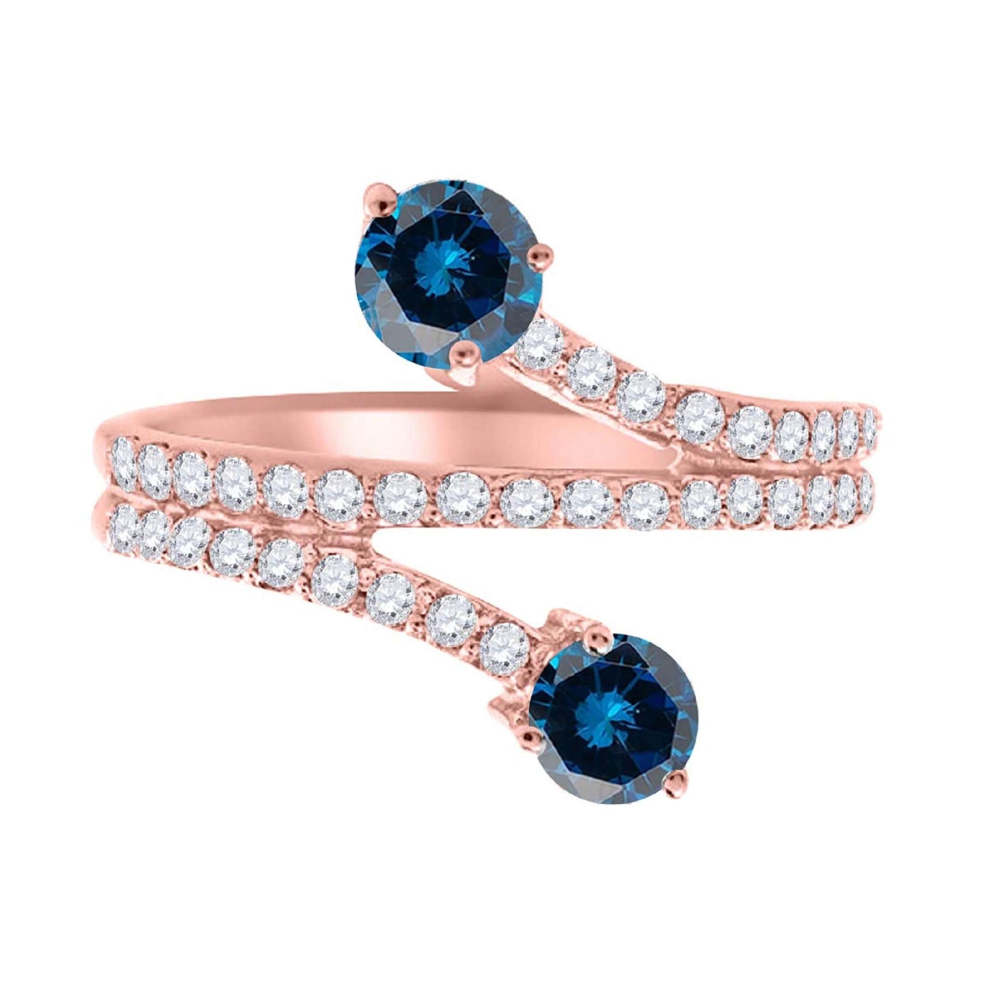 0.65 Carat Blue Diamond Engagement Fashion Wedding Band Crafted In 14K Rose/ White & Yellow Gold Mauli Jewels